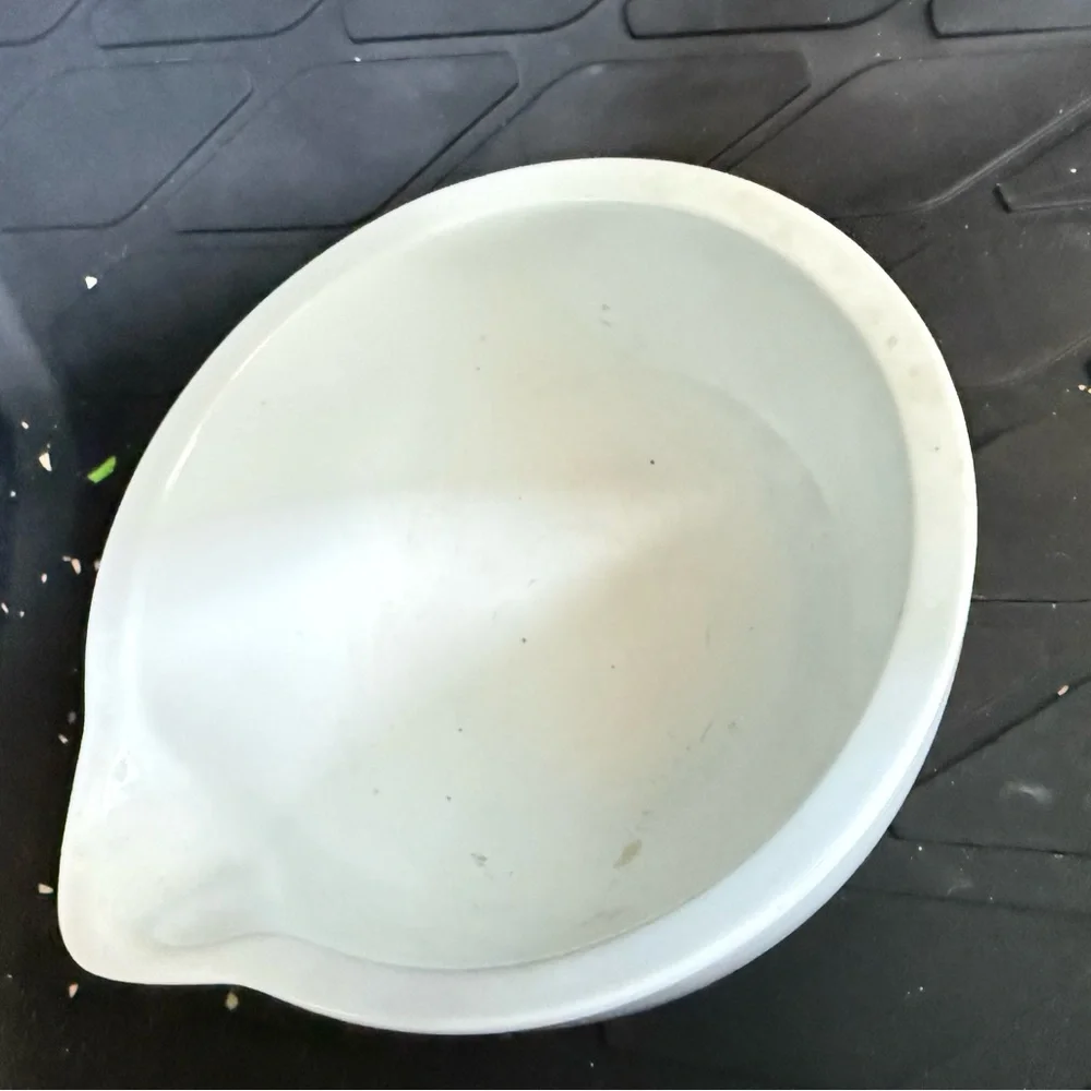 Crate & Barrel white mixing bowl for mixer with spout